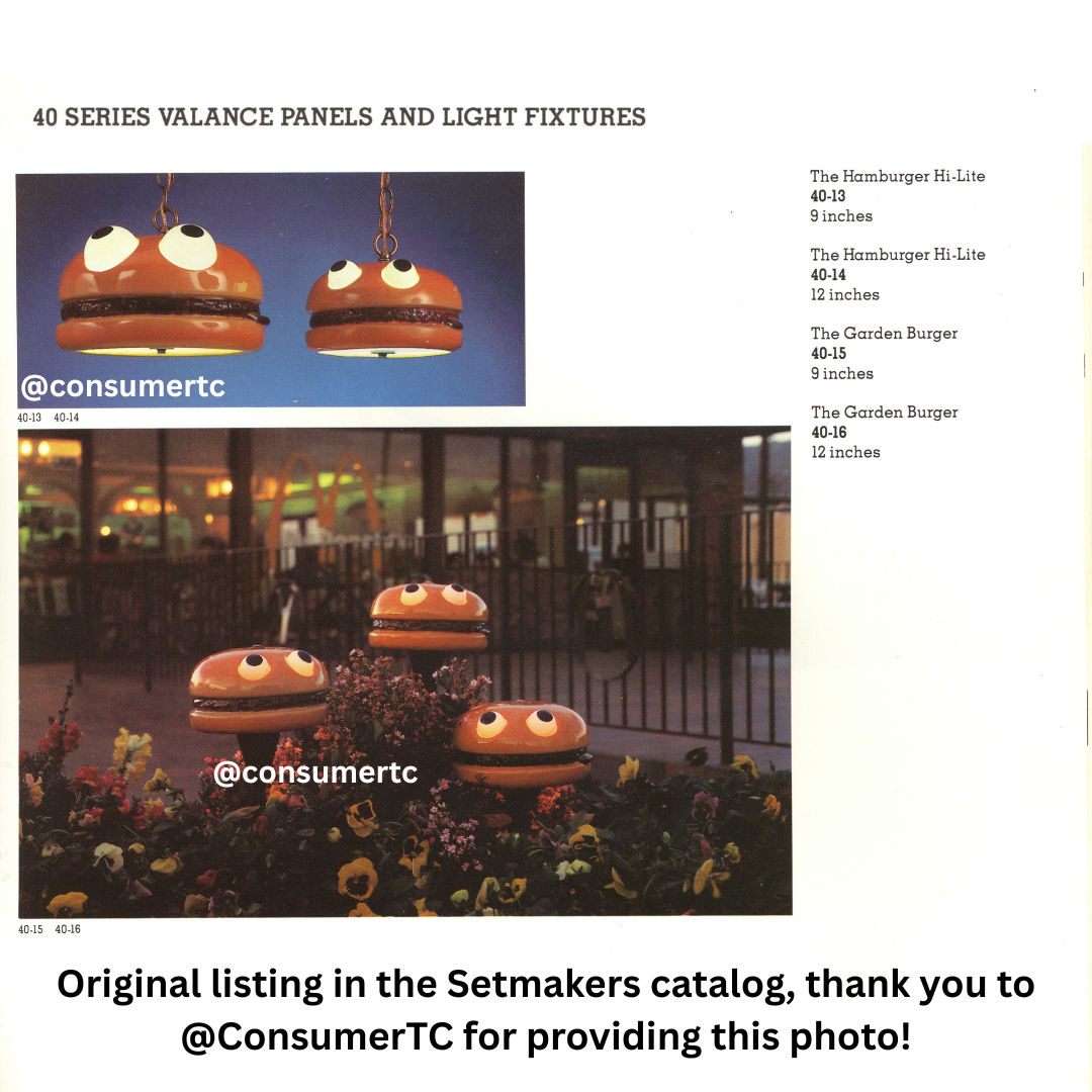 McDonald's Setmakers Burgerlier - Burger Hanging Pendant Lamp - Super Rare Vintage from the 1980s