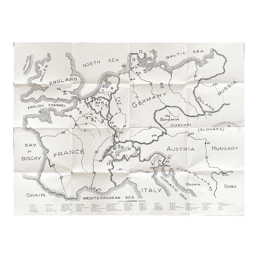 Vintage Poster - Black & White European Pencil Drawing Map
