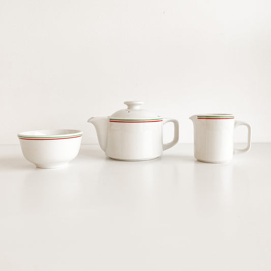 Red and Green Stripe Tea Set (3 Pieces)
