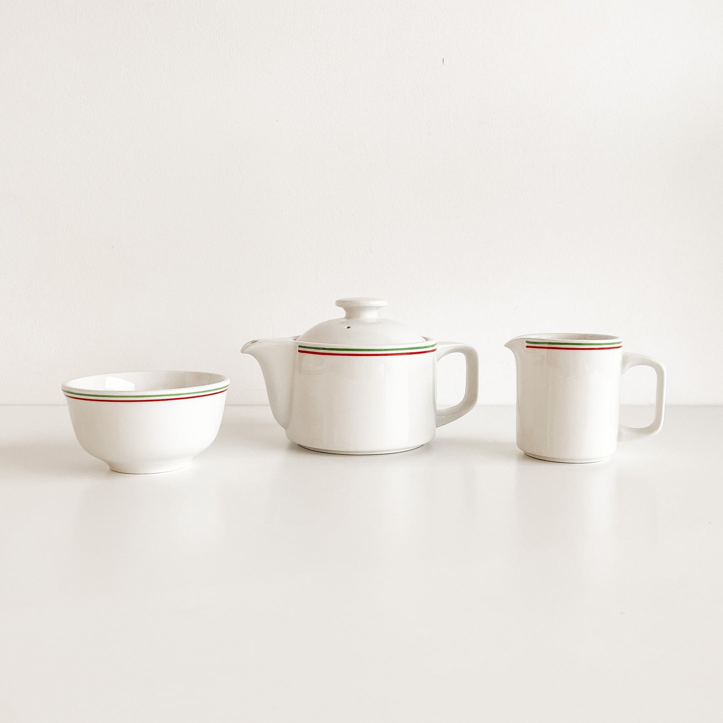 Red and Green Stripe Tea Set (3 Pieces)