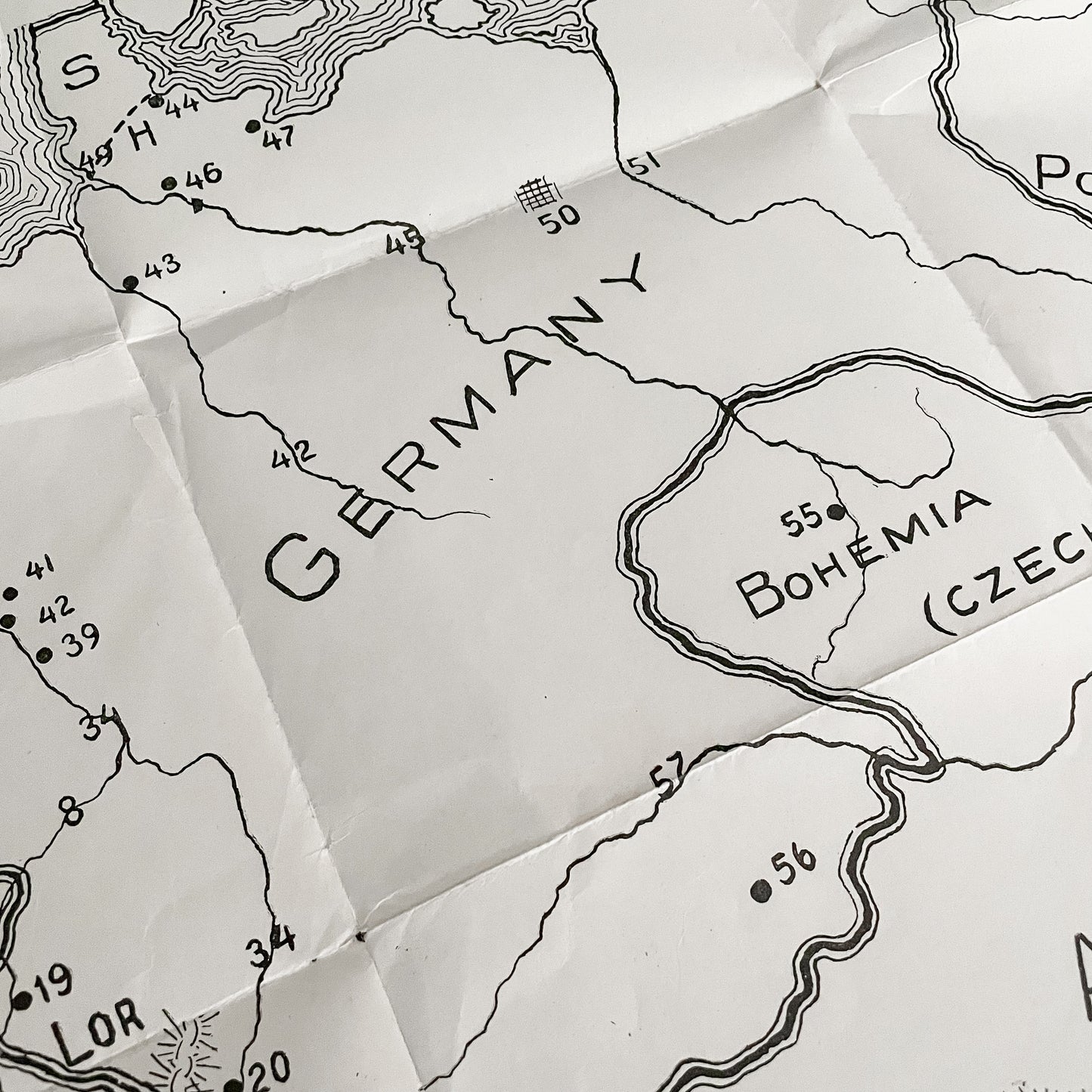Vintage Poster - Black & White European Pencil Drawing Map