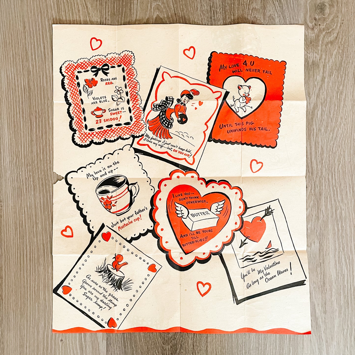 Valentine's Day Card - Coutts Canada Rufftex Fold-Out Valentine (early 1940s)