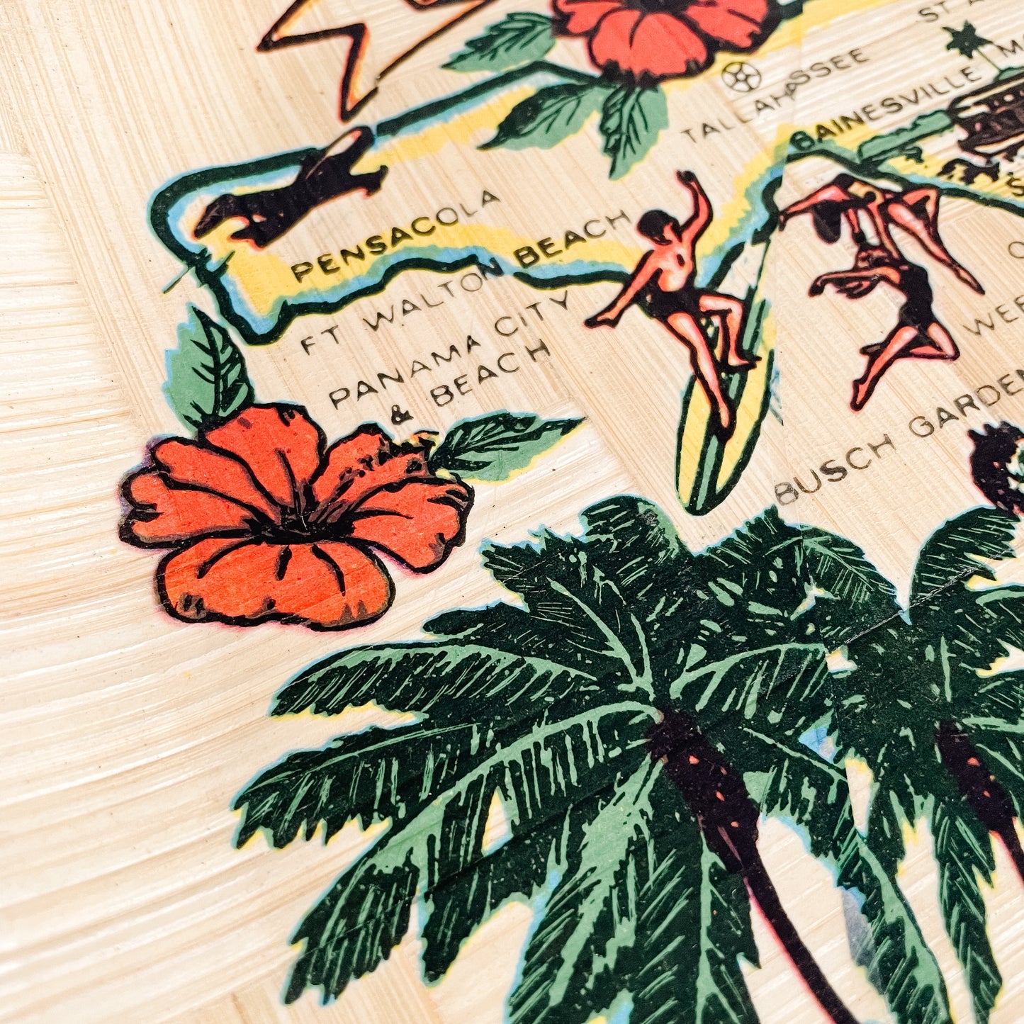Florida Map Souvenir Bamboo Serving Tray