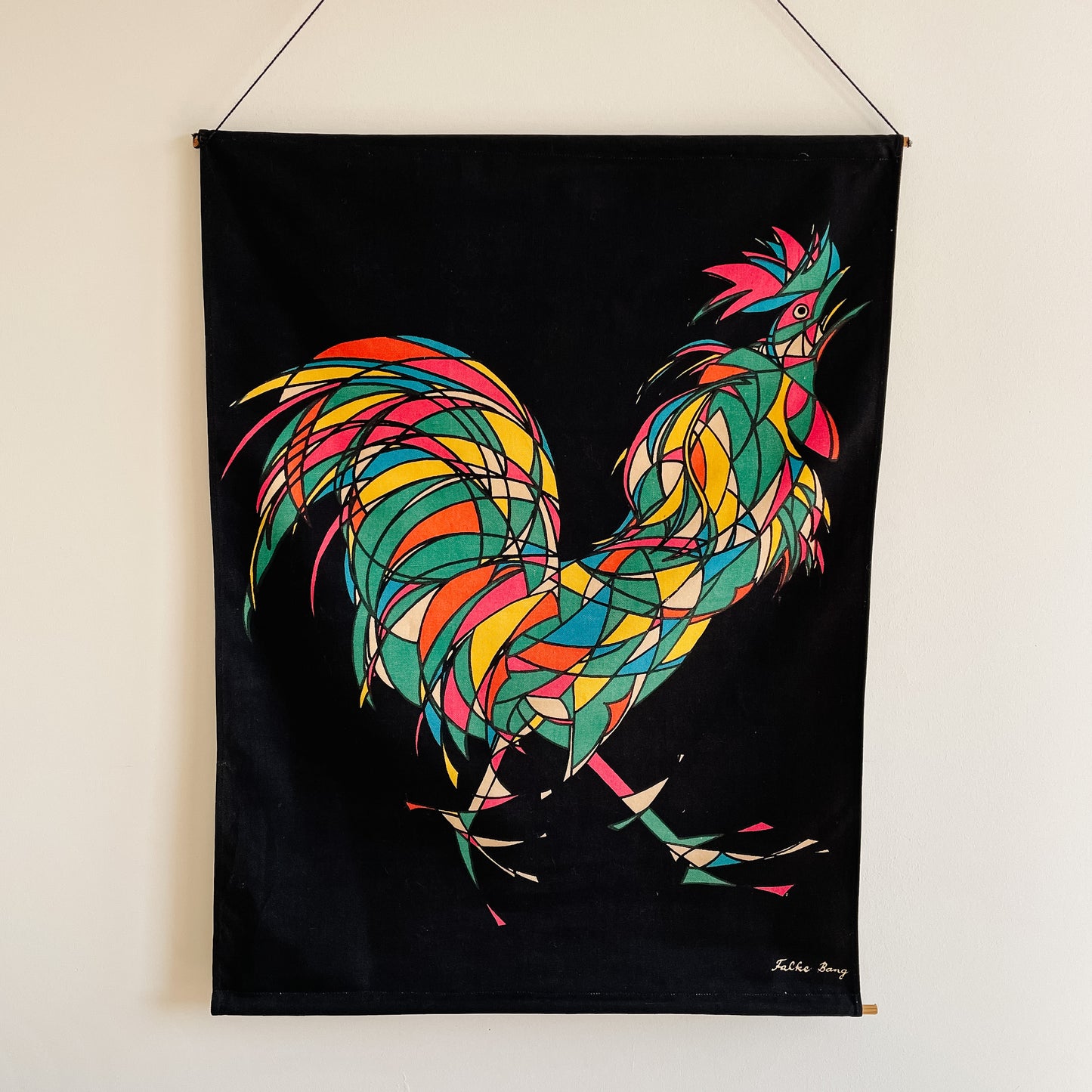 MCM Falke Bang Pop Art Rooster Fabric Wall Hanging