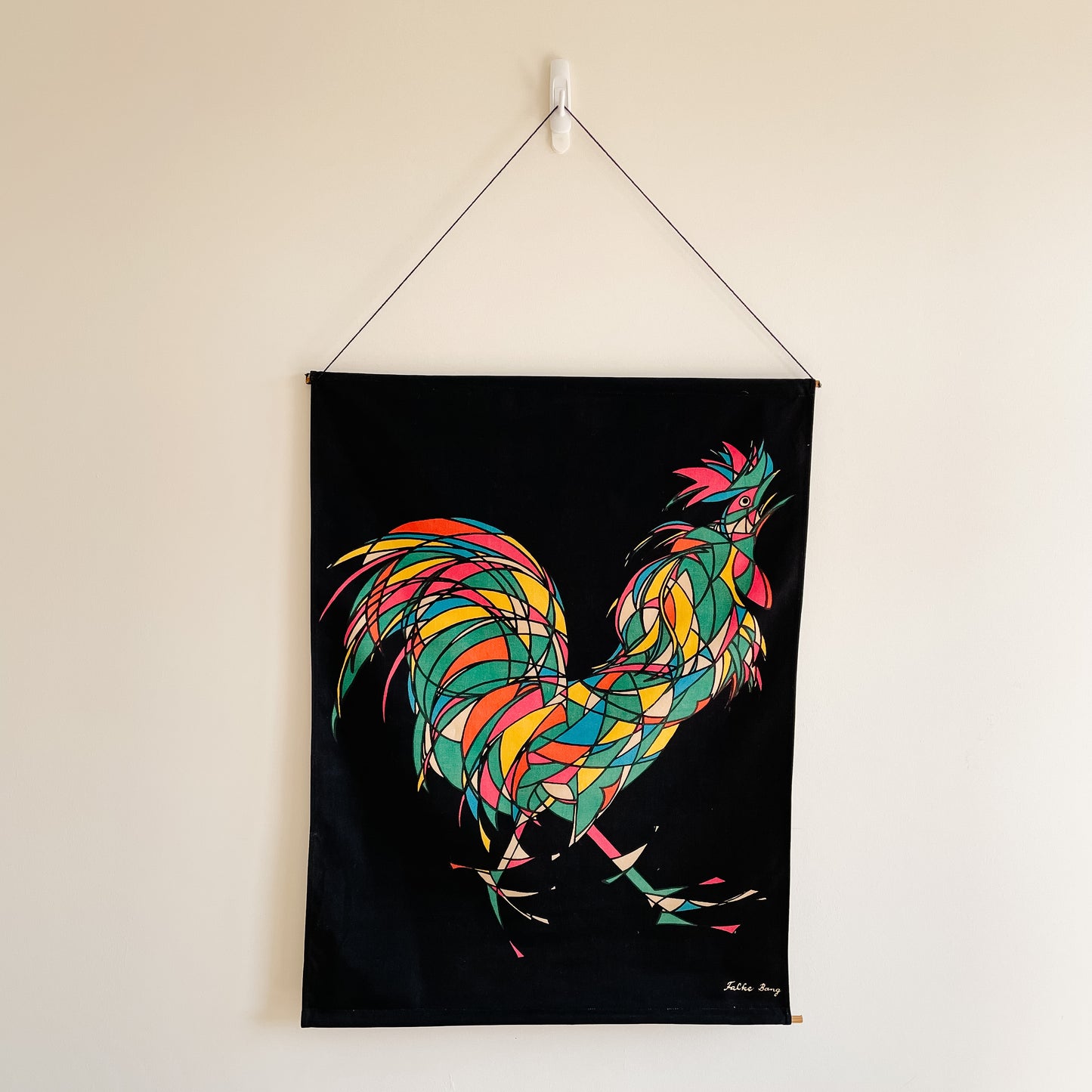 MCM Falke Bang Pop Art Rooster Fabric Wall Hanging