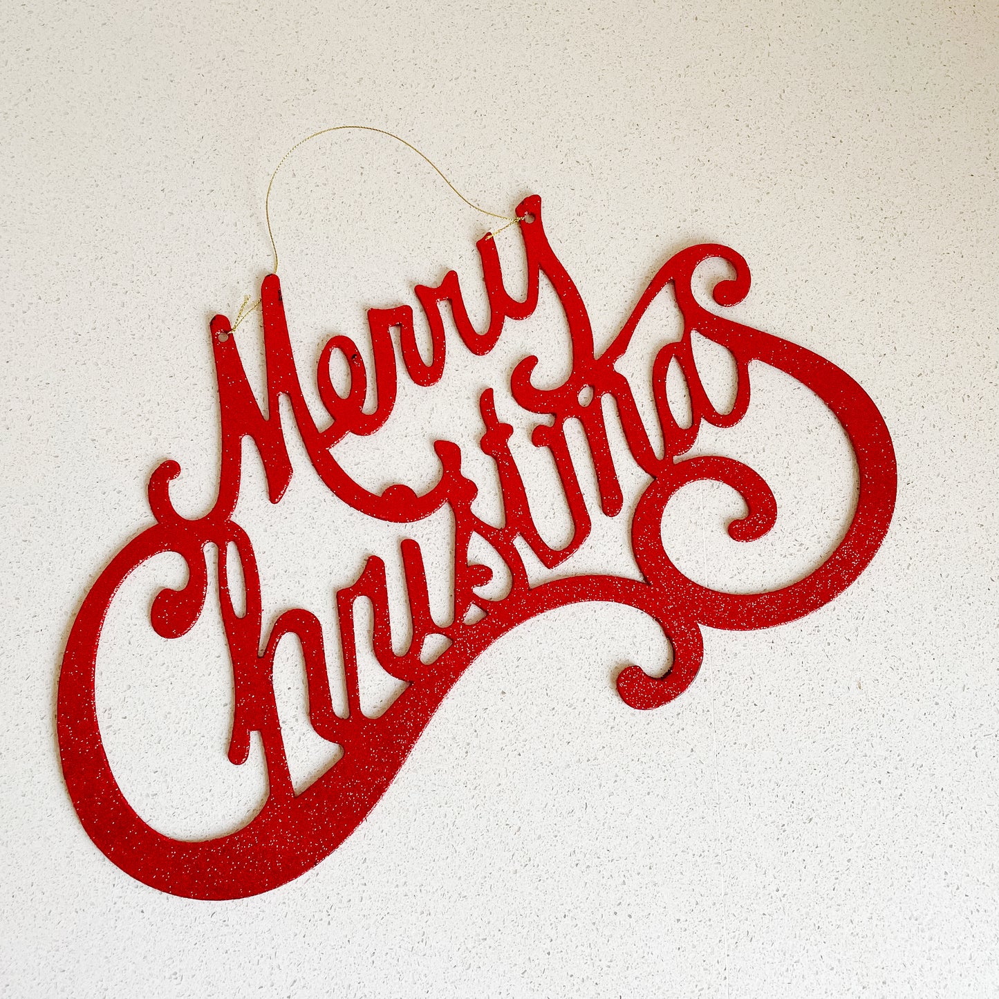 Festive Merry Christmas Glitter Script Sign