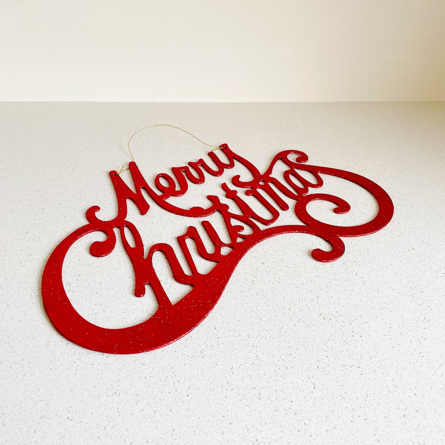 Festive Merry Christmas Glitter Script Sign