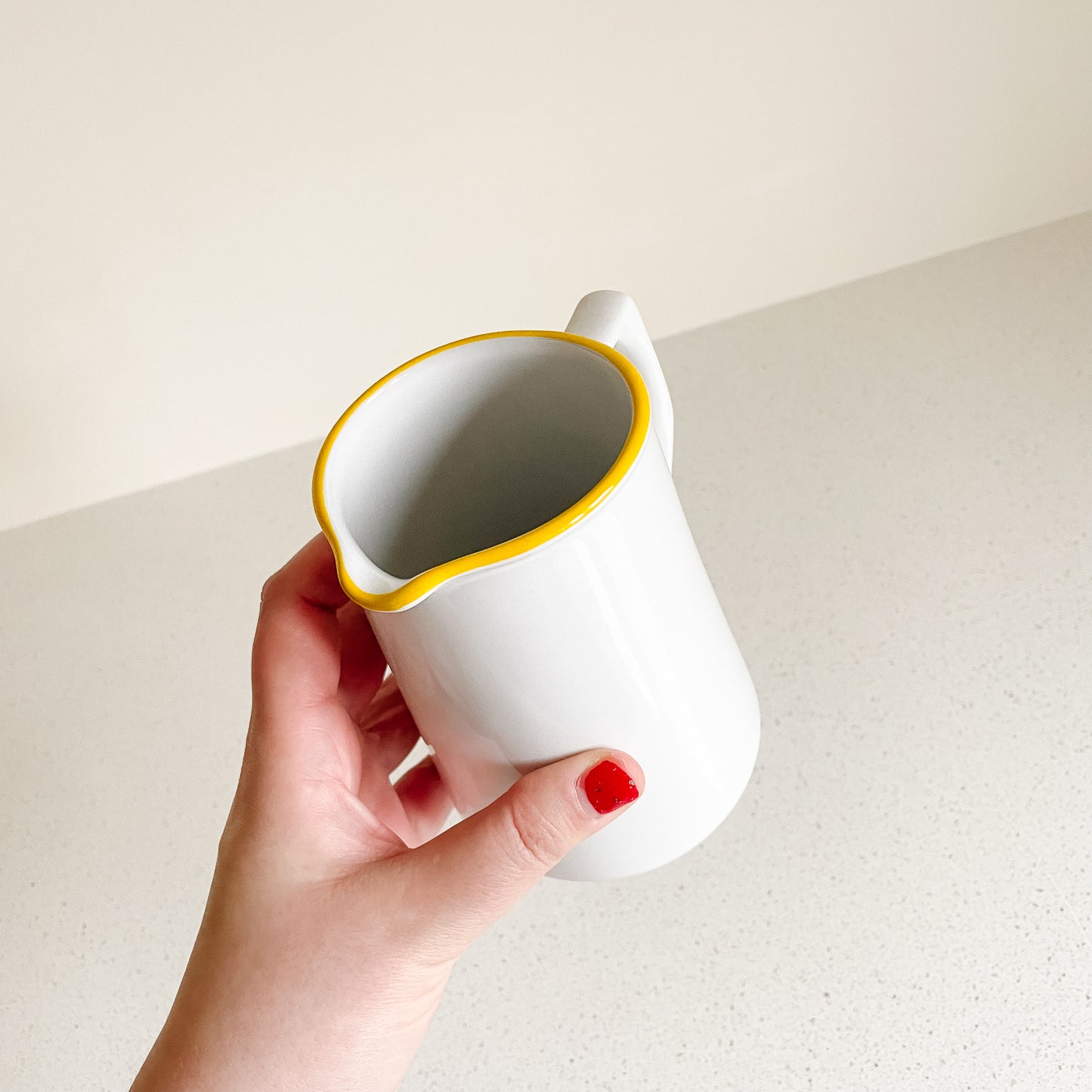 Ceramic Martin Beck Milk Pitcher with Yellow Trim