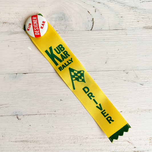 Vintage Participant Ribbon - Boy Scouts Kub Kar Rally Driver Ribbon and Pin