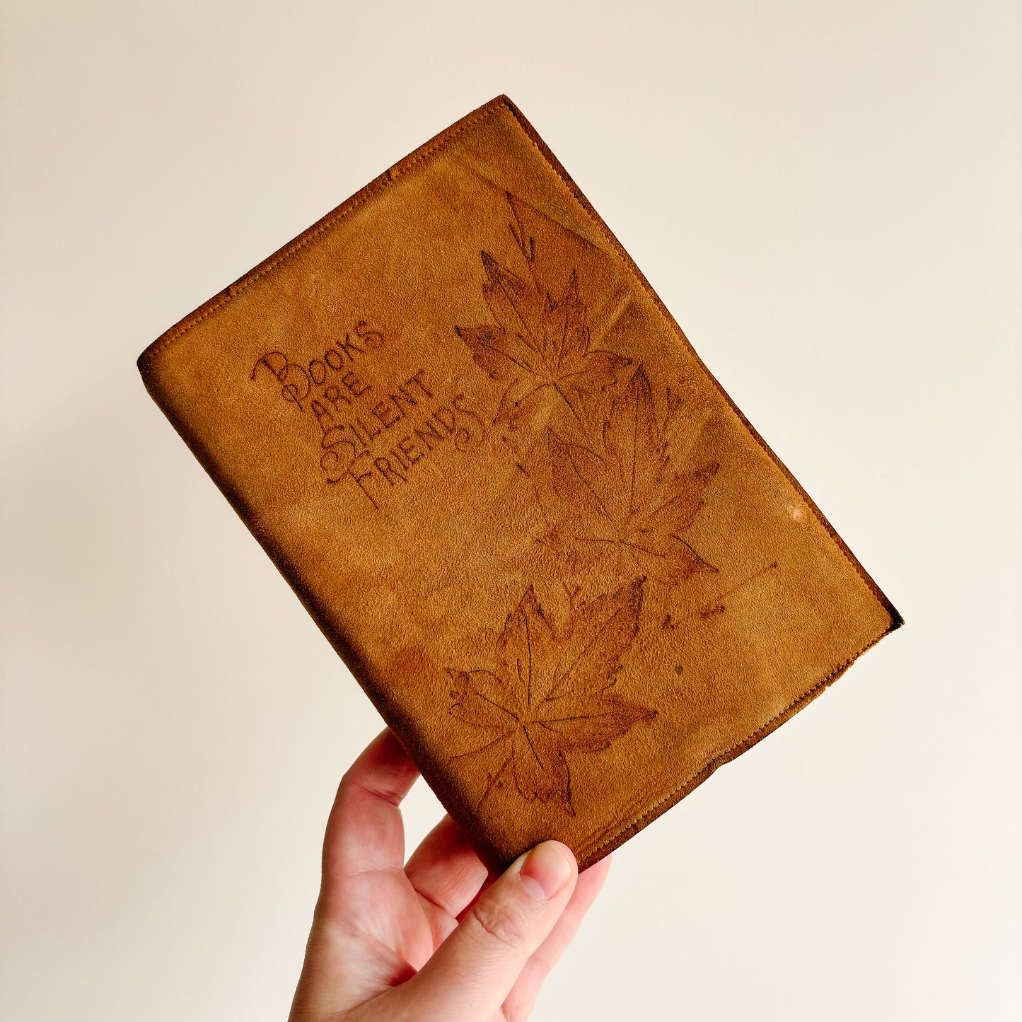 Vintage Book with Handmade Embossed Suede Cover