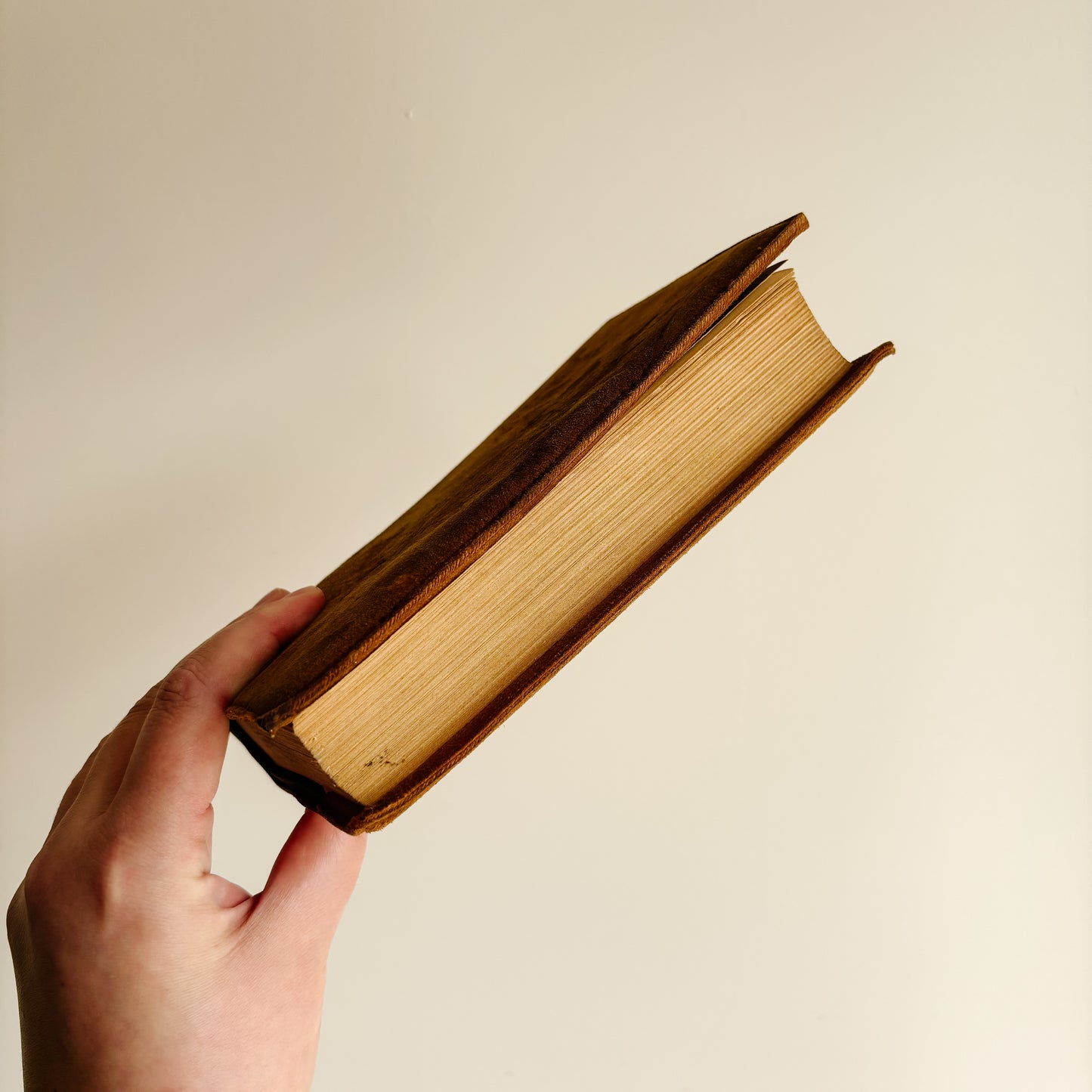 Vintage Book with Handmade Embossed Suede Cover