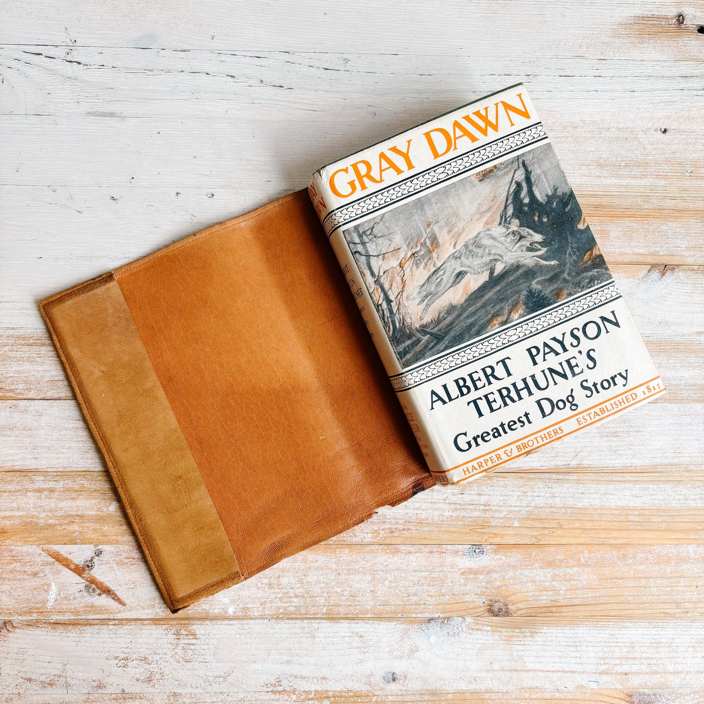 Vintage Book with Handmade Embossed Suede Cover