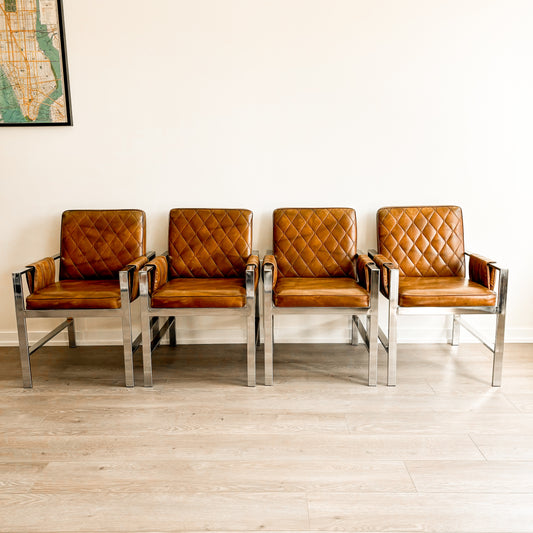Vintage Chrome and Faux Leather Chairs