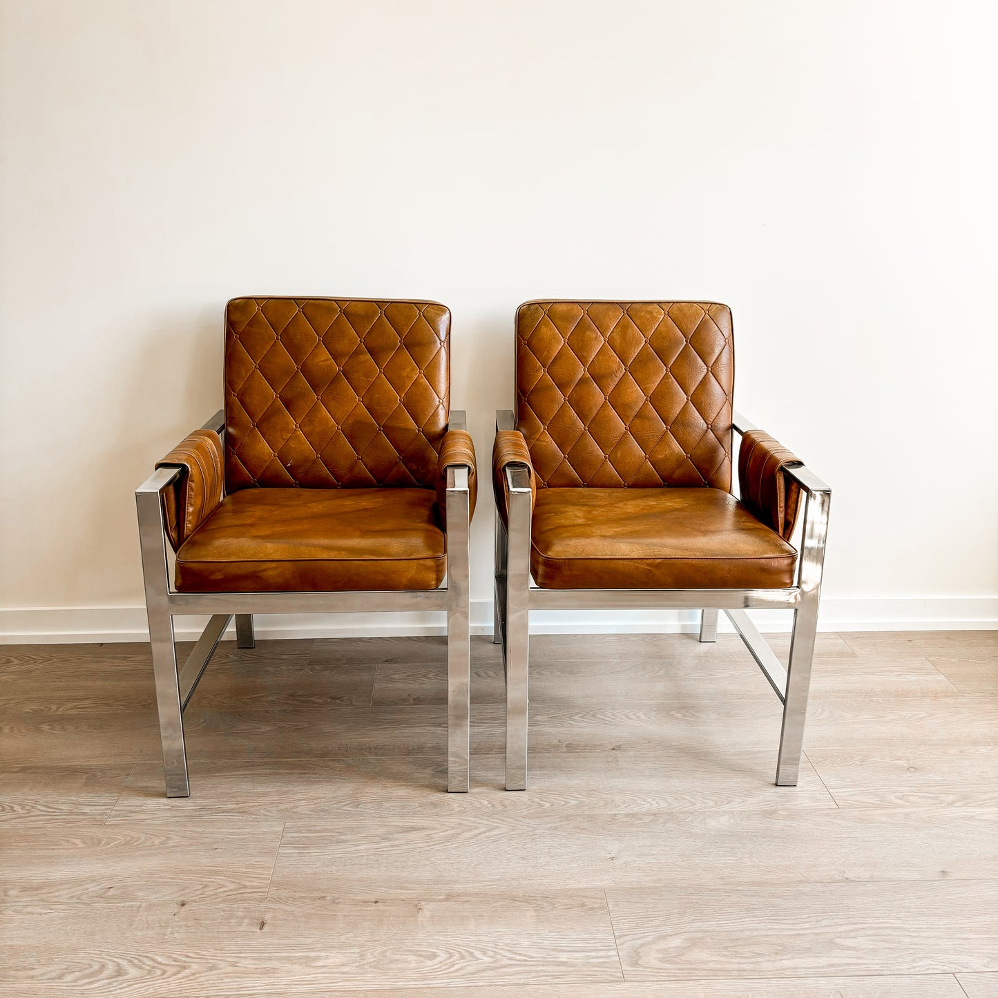 Vintage Chrome and Faux Leather Chairs