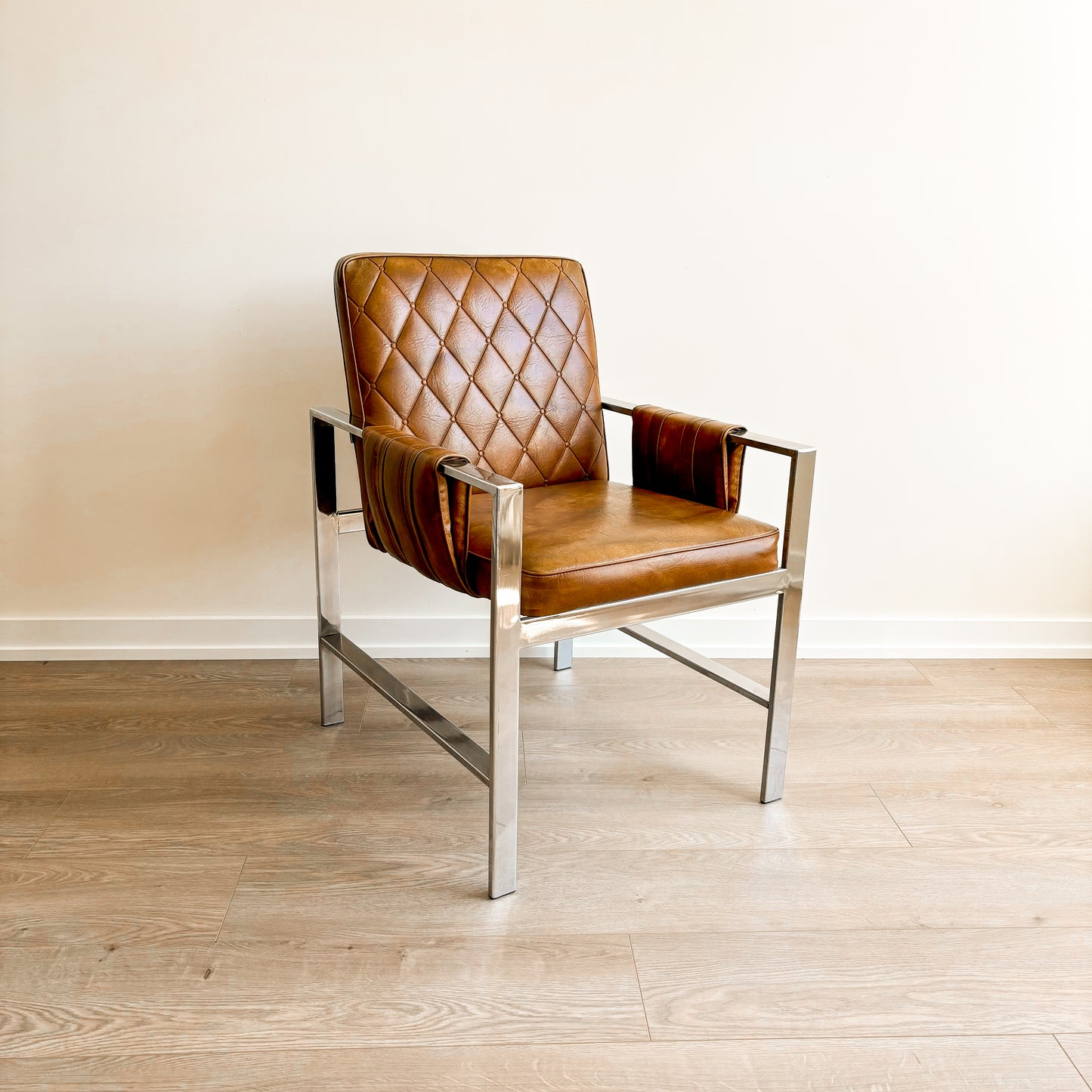 Vintage Chrome and Faux Leather Chairs