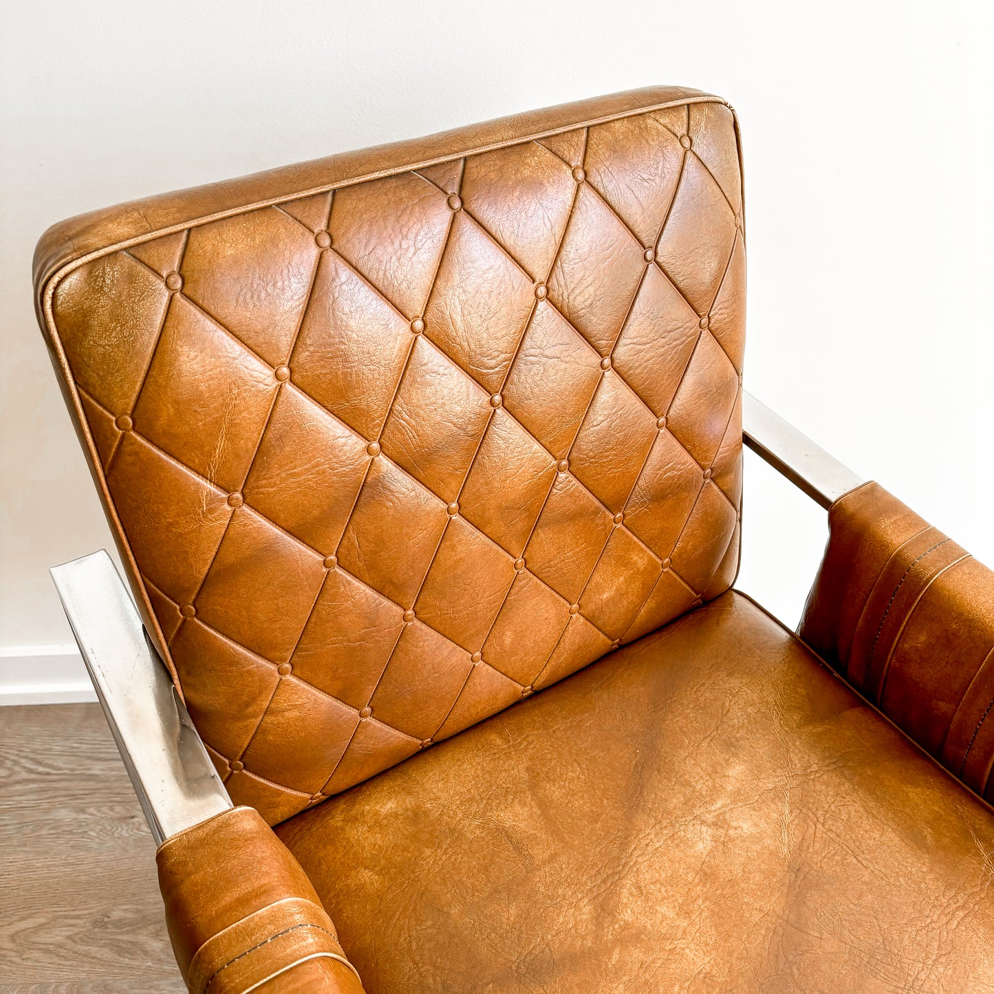 Vintage Chrome and Faux Leather Chairs