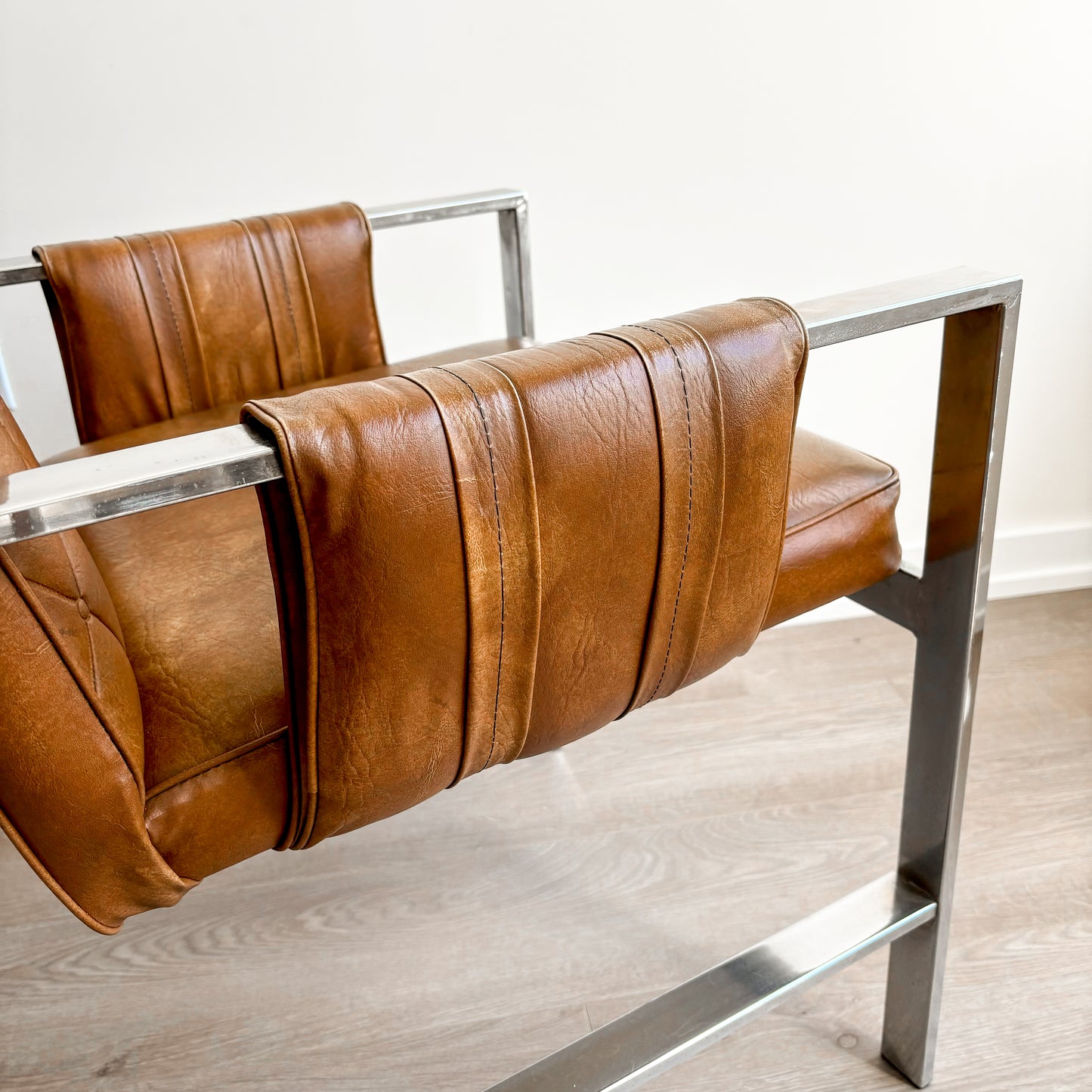 Vintage Chrome and Faux Leather Chairs