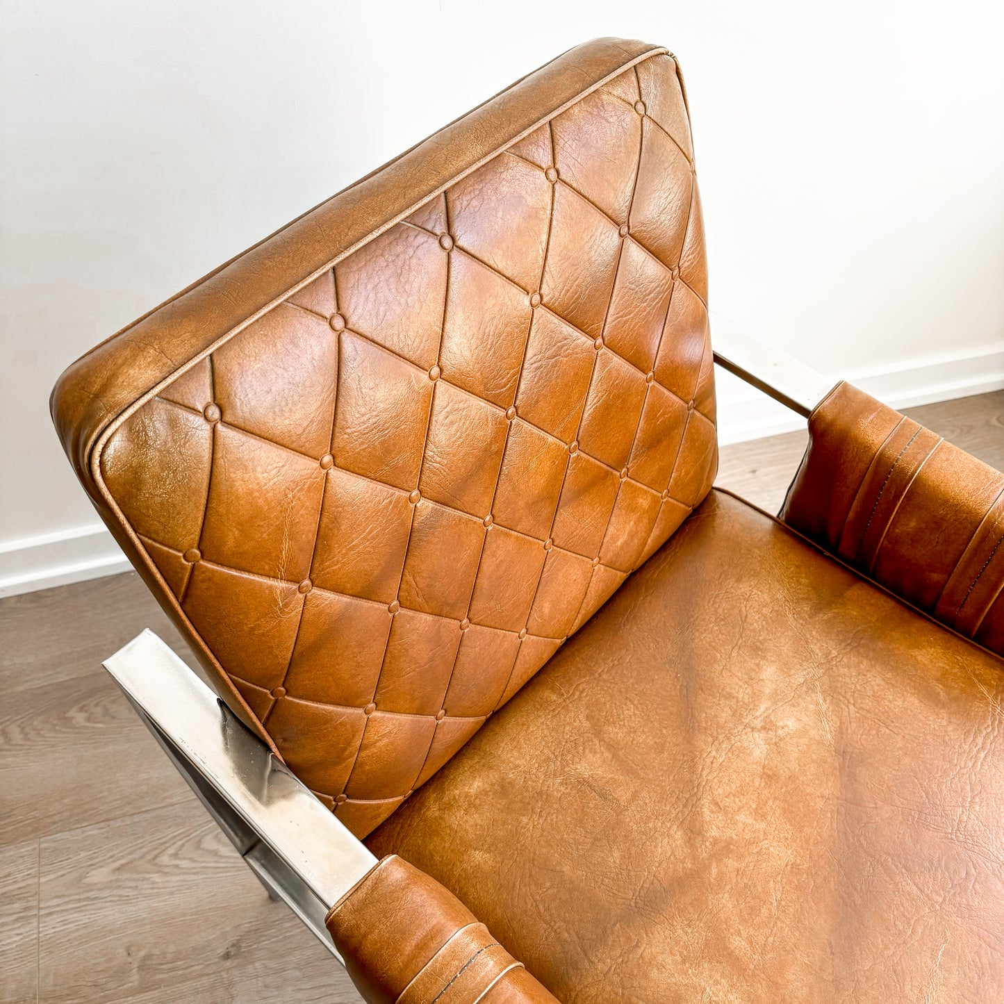Vintage Chrome and Faux Leather Chairs