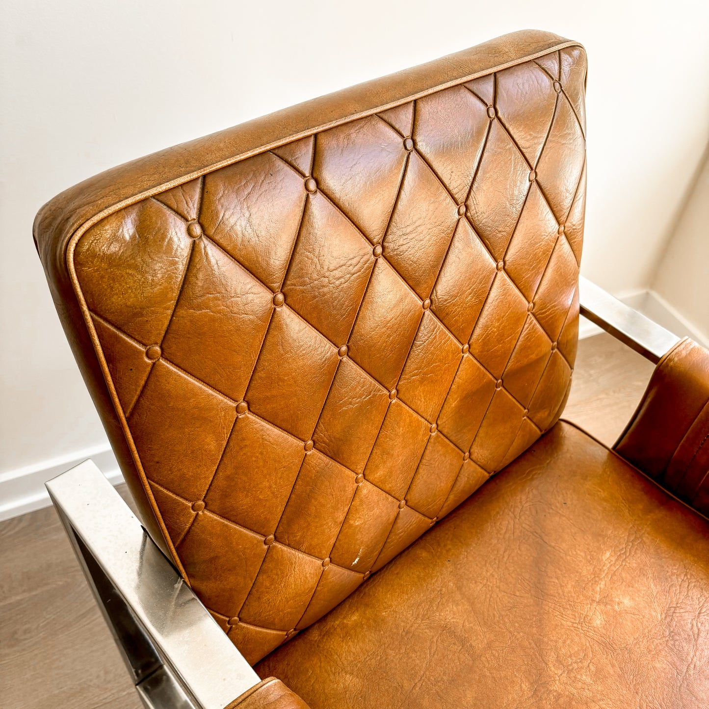 Vintage Chrome and Faux Leather Chairs