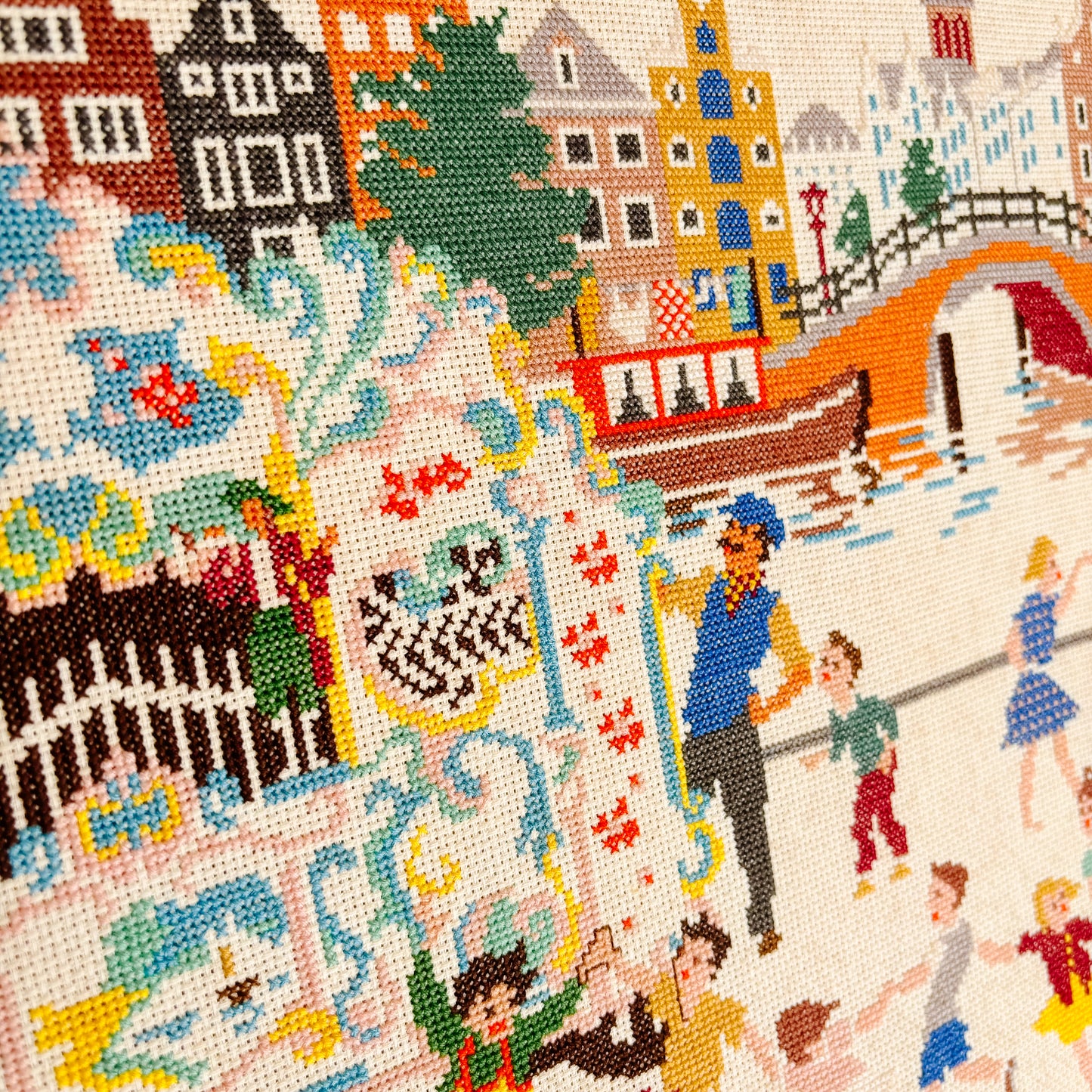 XL Cross Stitch Art - 1960s Amsterdam Street Organ Holland Netherlands