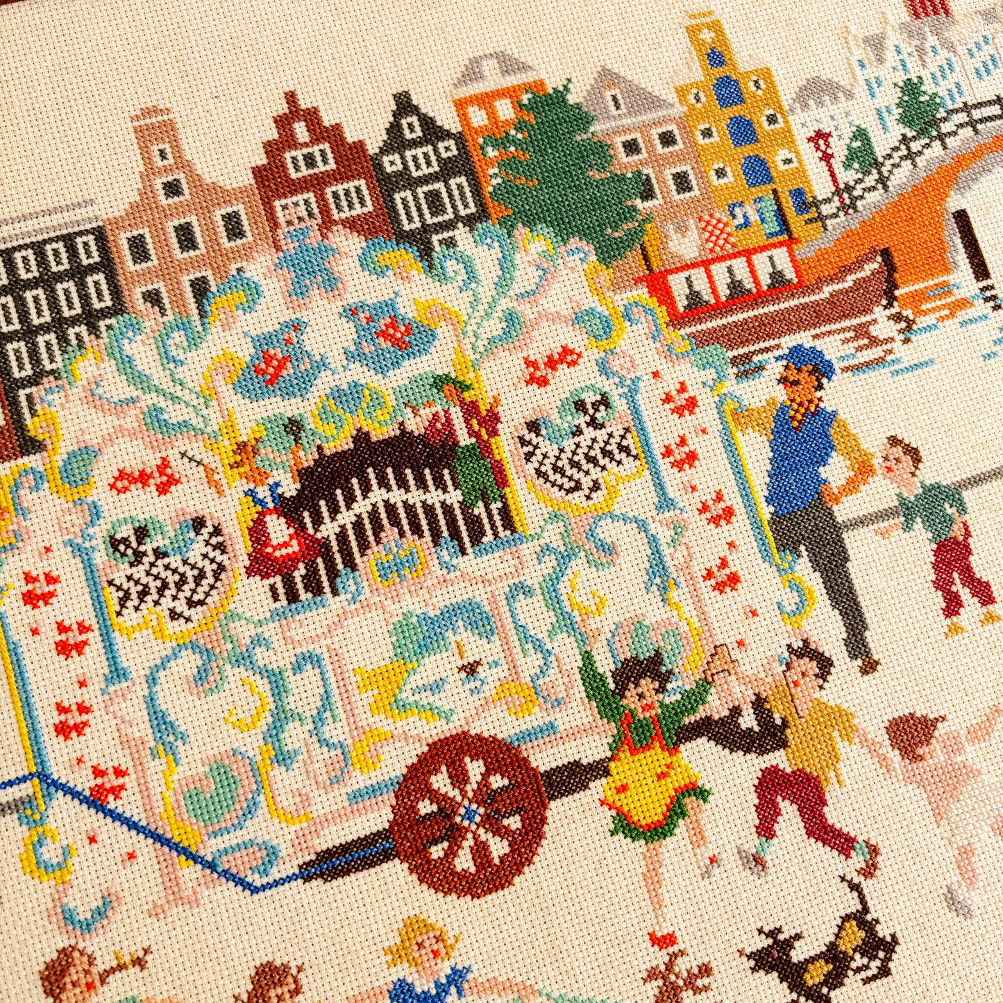 XL Cross Stitch Art - 1960s Amsterdam Street Organ Holland Netherlands