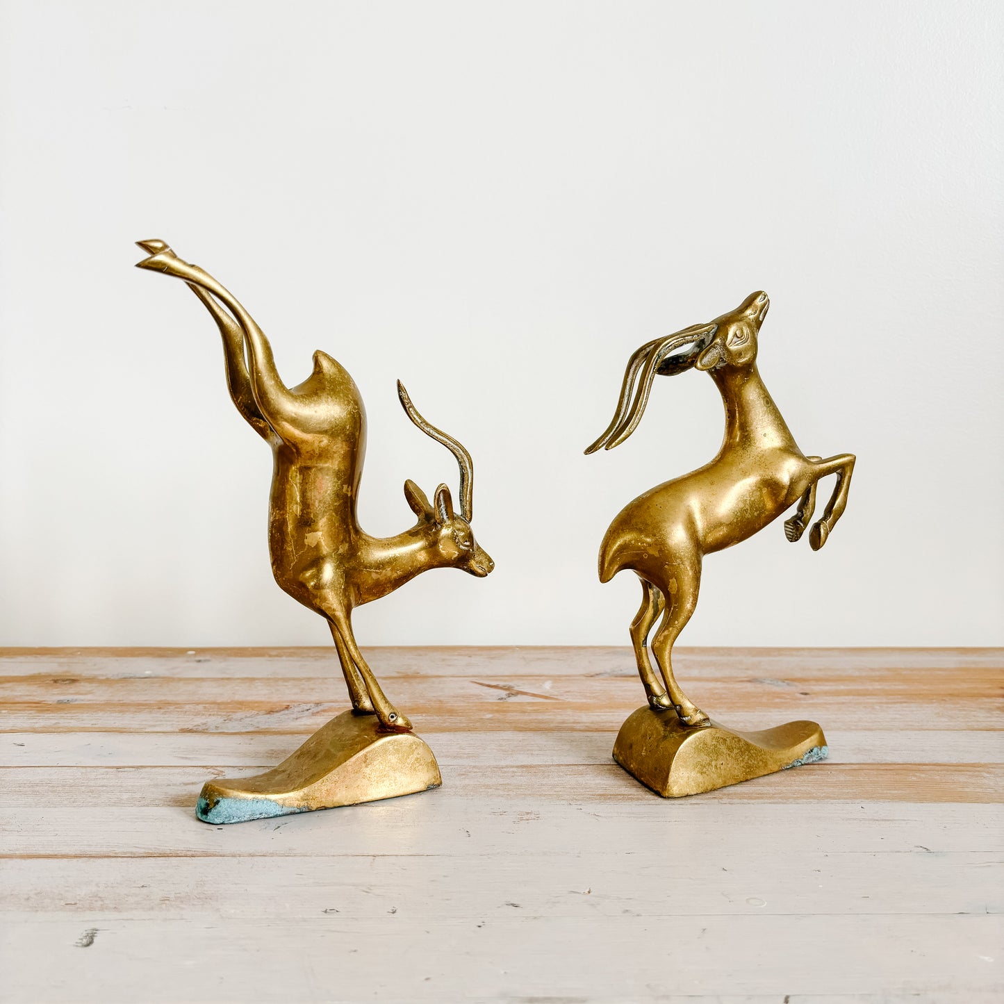 Vintage Leaping Brass Antelopes (set of 2)