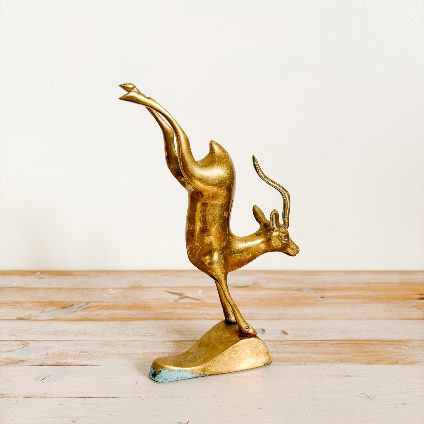 Vintage Leaping Brass Antelopes (set of 2)