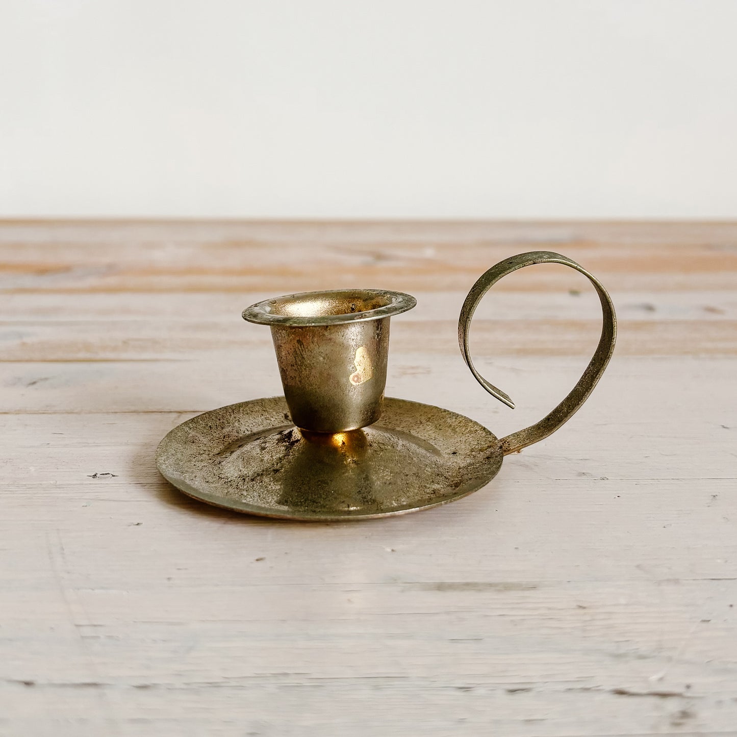 Small Metal Taper Candle Holder with Finger Loop
