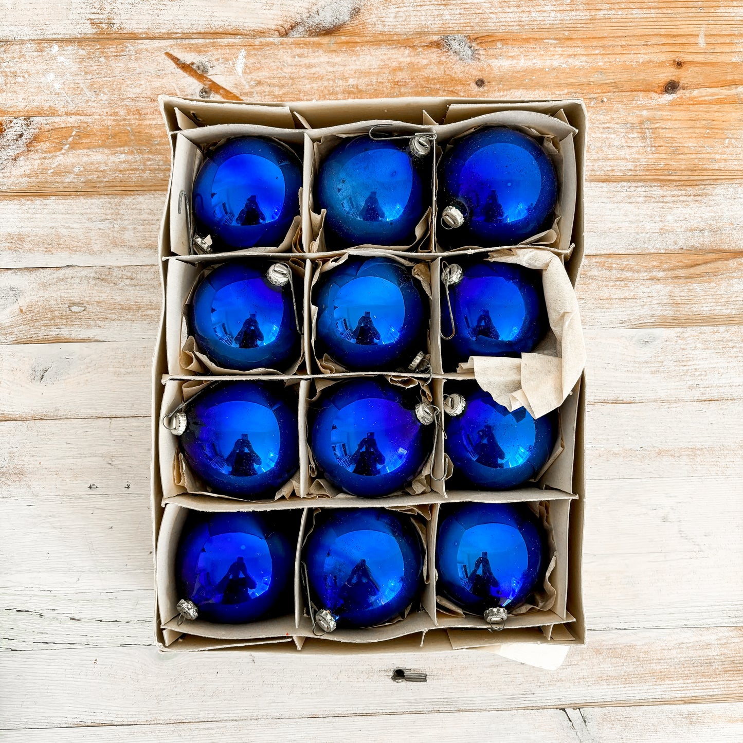 Tree Ornaments - Dark Blue Santa Land Glass Ornaments (set of 12)