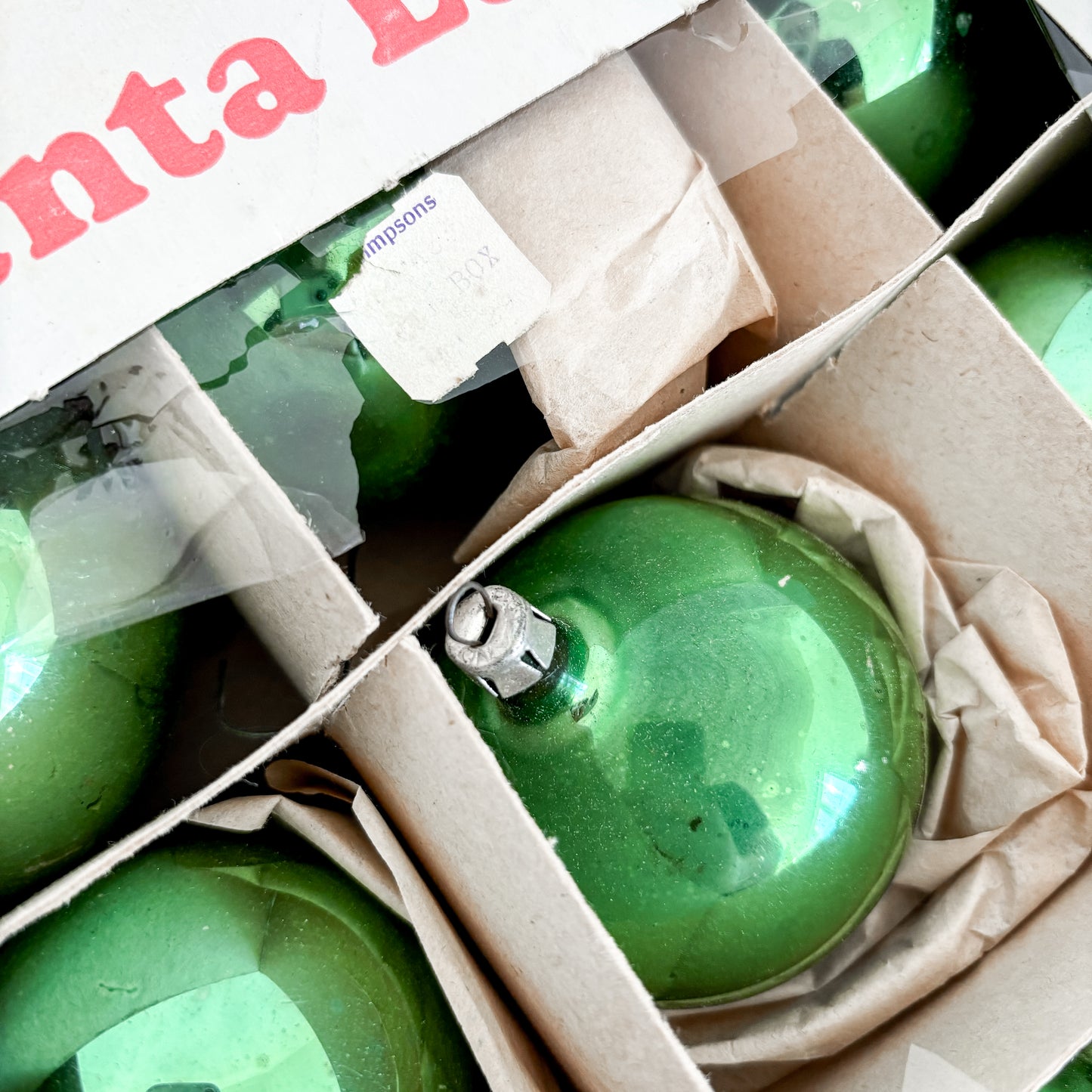 Tree Ornaments - Light Green Santa Land Glass Ornaments (set of 12)