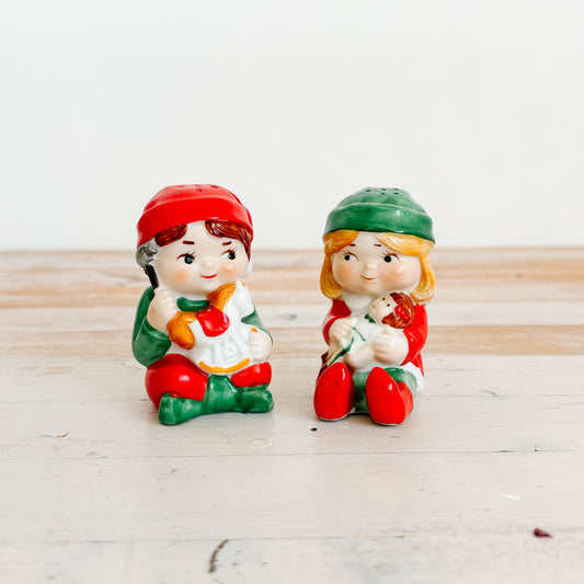 Salt & Pepper Shakers - Avon Santa's Elves (1984)