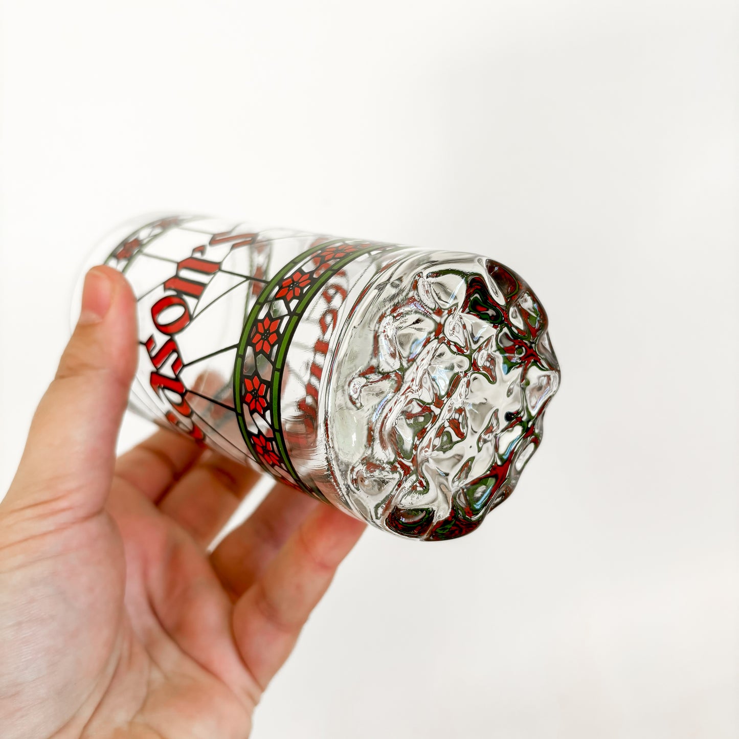 Season's Greetings Red and Green Festive Glassware (set of 2)