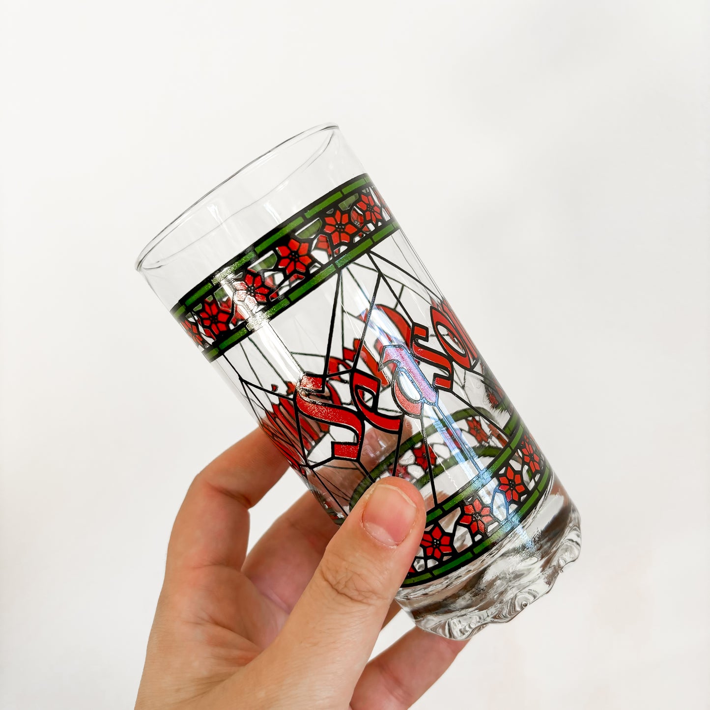 Season's Greetings Red and Green Festive Glassware (set of 2)
