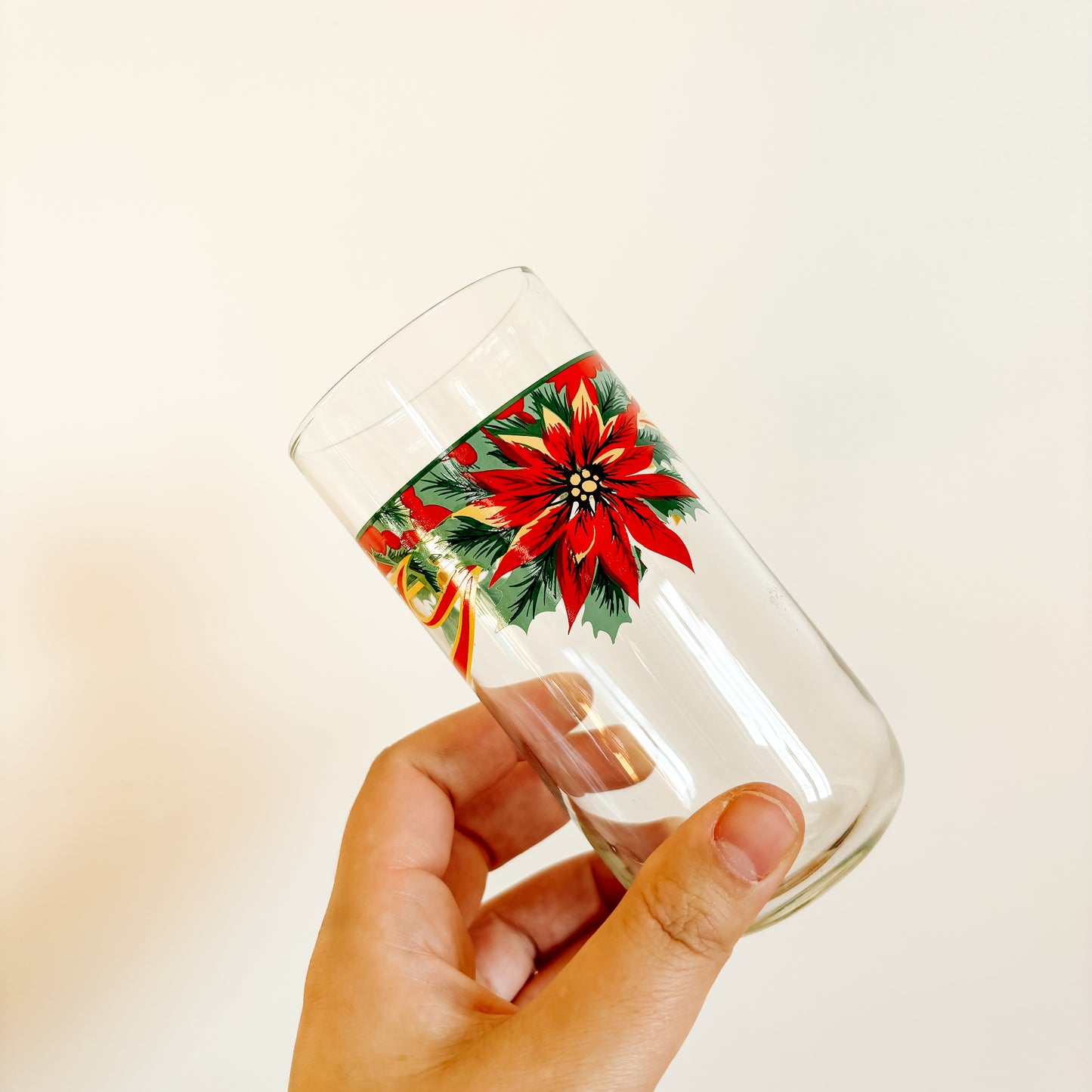 Glassware - Libbey Poinsettia Holiday Bow Glasses (set of 4)