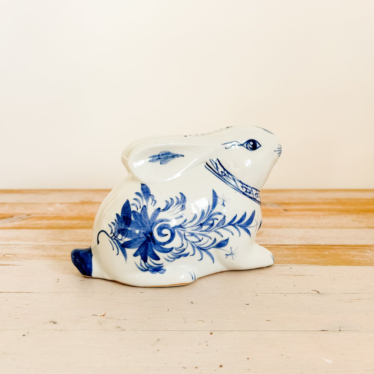 Blue and White Ceramic Bunny Piggy Bank