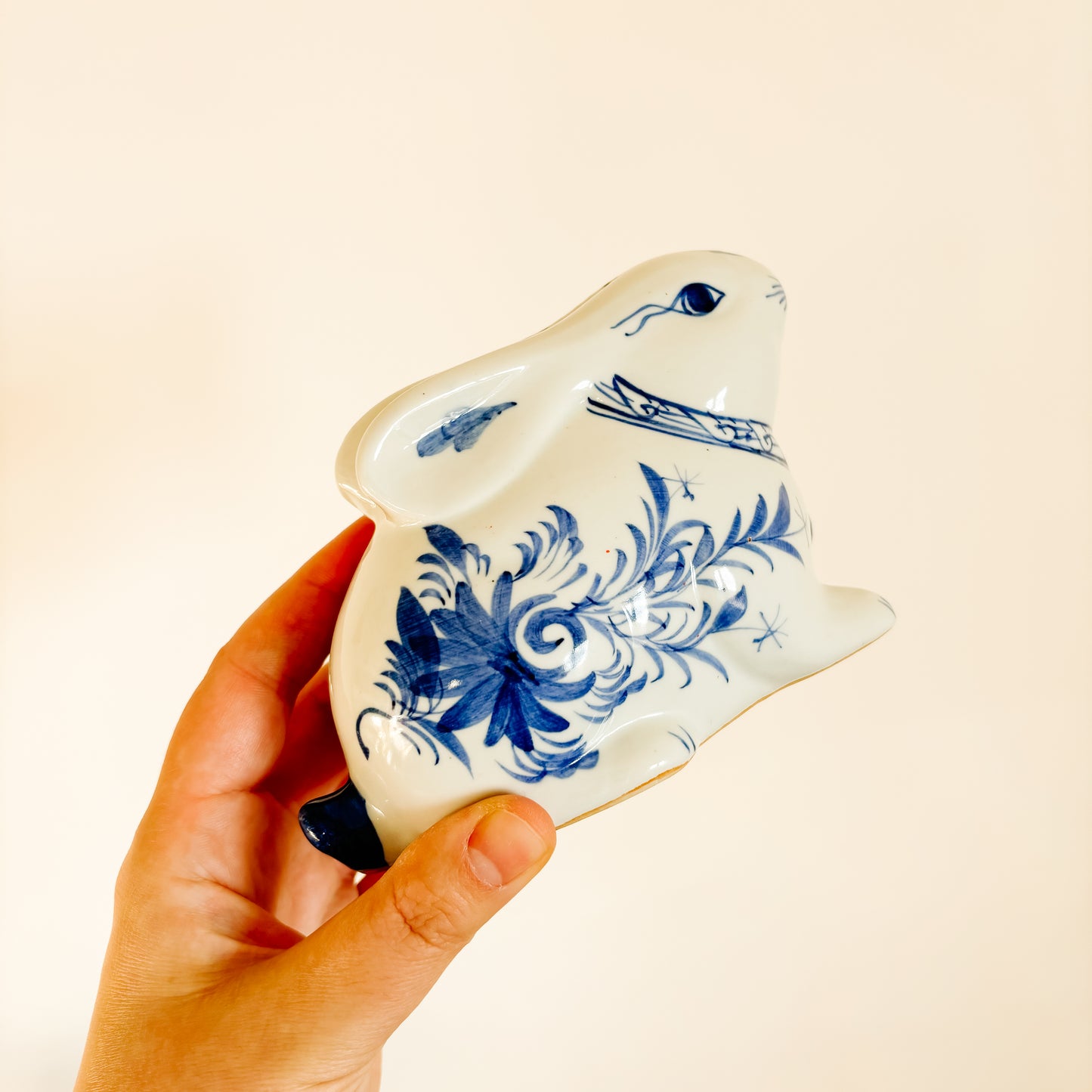 Blue and White Ceramic Bunny Piggy Bank