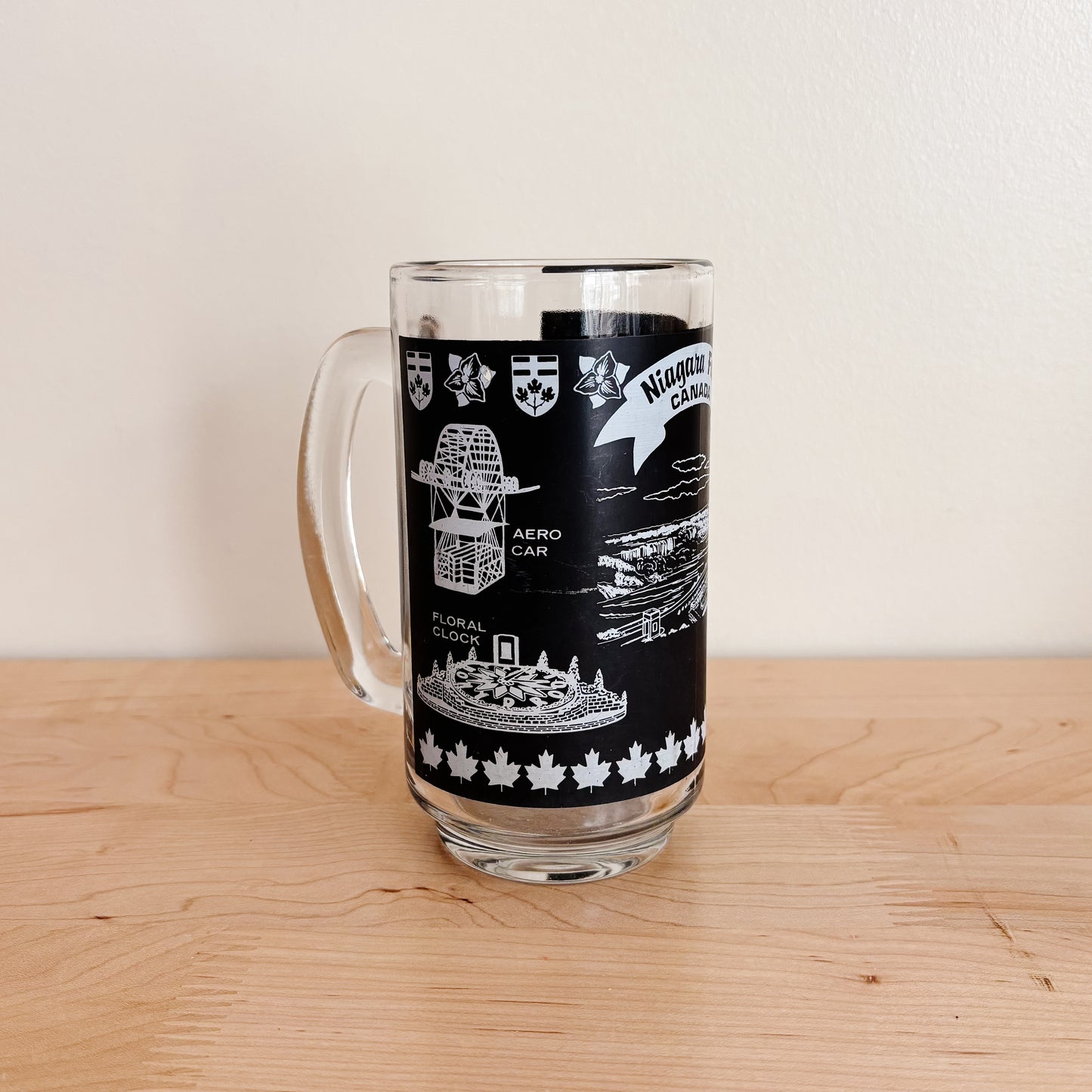 Beer Stein - Niagara Falls Tourist Landmarks Matte Black Glassware