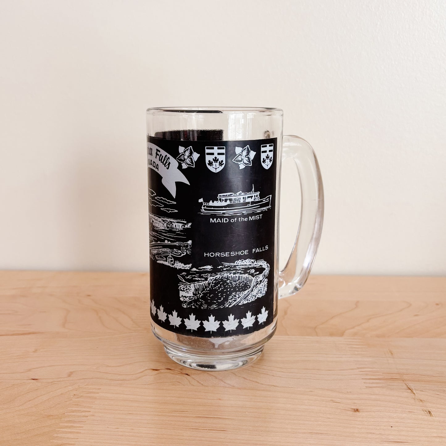 Beer Stein - Niagara Falls Tourist Landmarks Matte Black Glassware