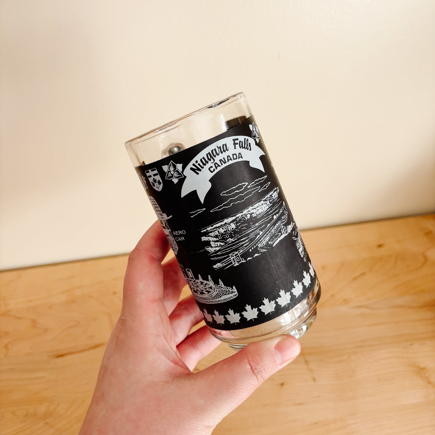 Beer Stein - Niagara Falls Tourist Landmarks Matte Black Glassware