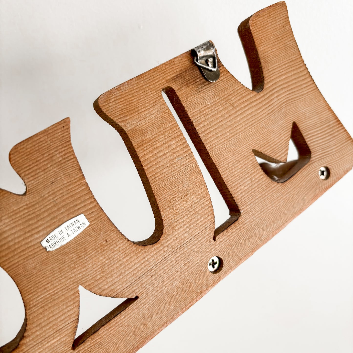 Vintage Wood "MUGS" Text Hanging Peg Rack