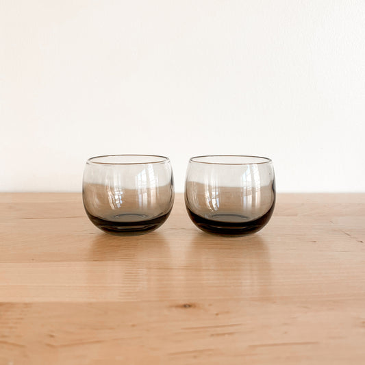 Vintage Small Smoke Gray Lowball Glasses (set of 2)