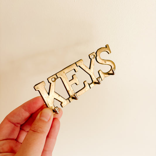Brass KEYS Wall-Mounted Key Hanger with 4 Hooks