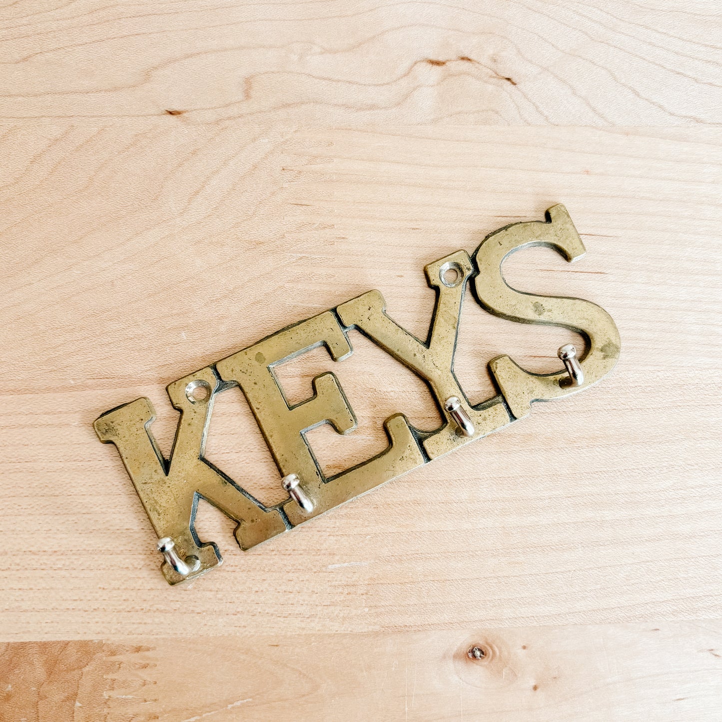 Brass KEYS Wall-Mounted Key Hanger with 4 Hooks
