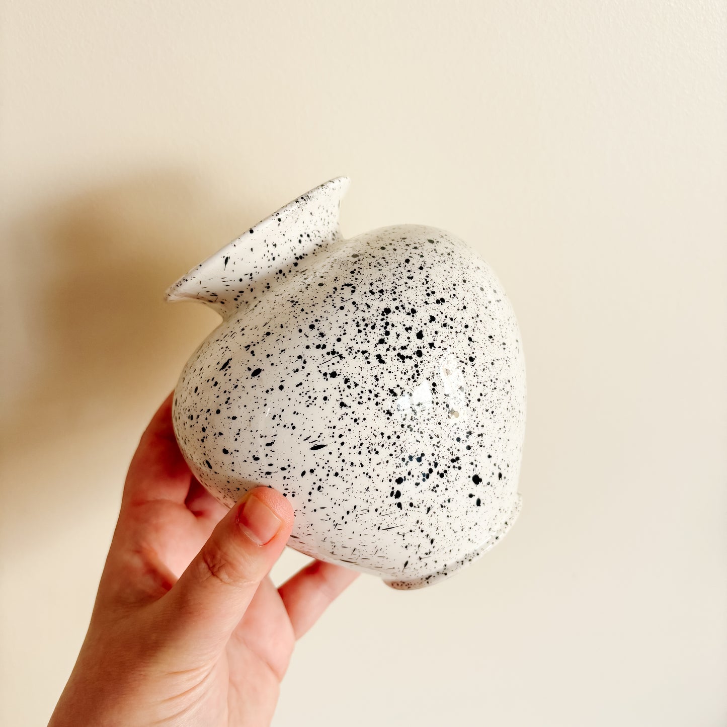 Black and White Speckled Flower Vase - Made in Italy