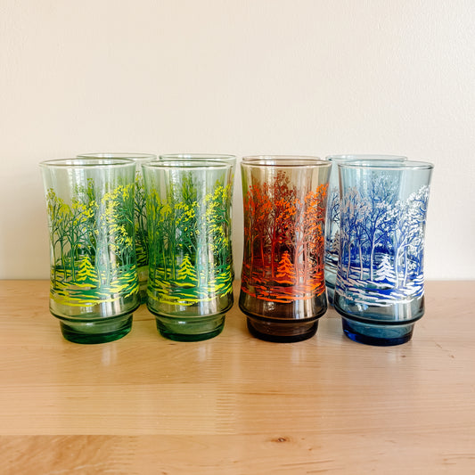 Libbey St. Clair Seasonal Landscape Juice Glasses - Summer, Fall, Winter