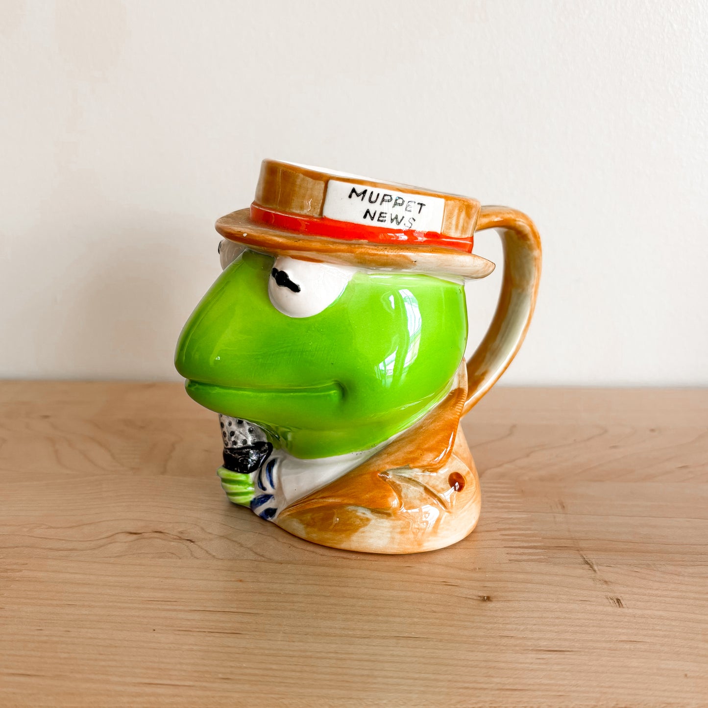 Vintage Kermit the Frog Reporter Ceramic Mug - Made in Japan