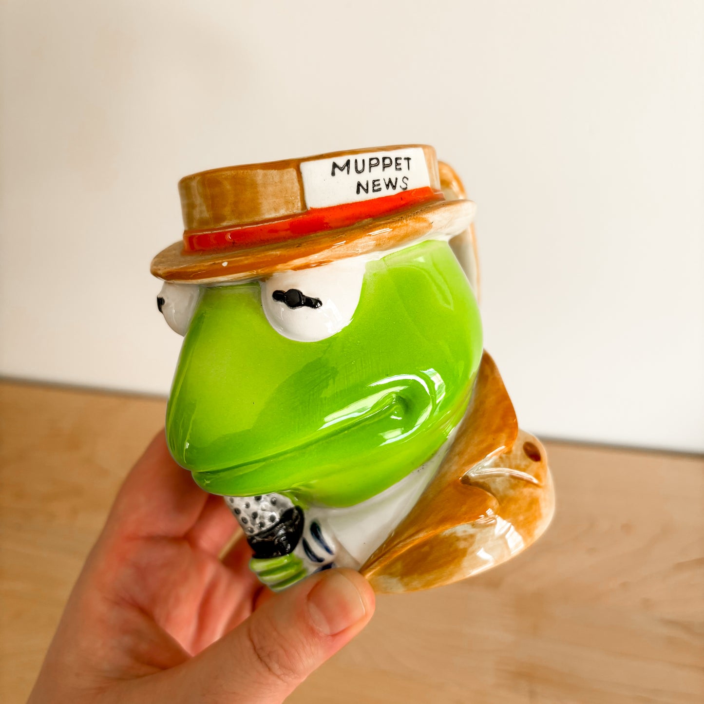 Vintage Kermit the Frog Reporter Ceramic Mug - Made in Japan