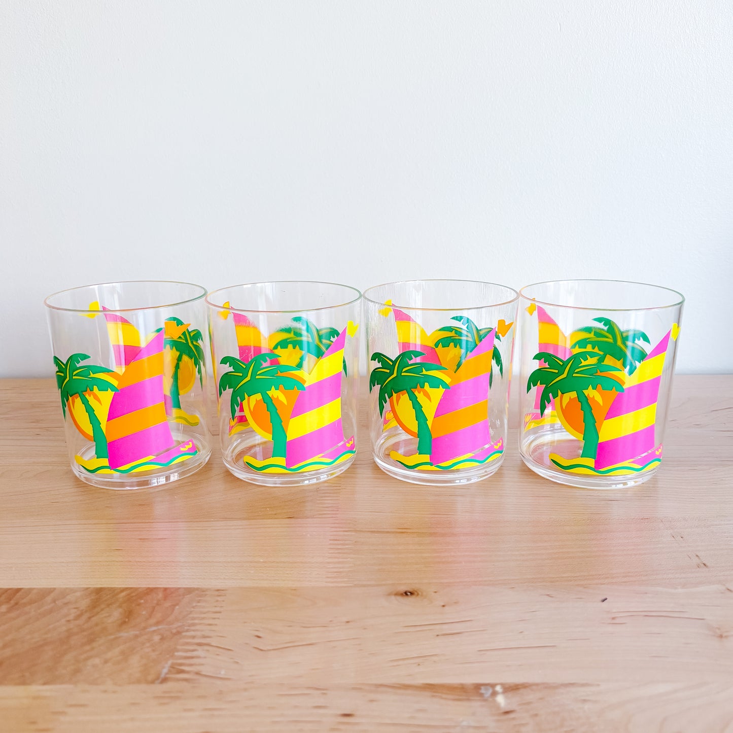 Tropical Splash Acrylic Lowball Glassware - Set of 4
