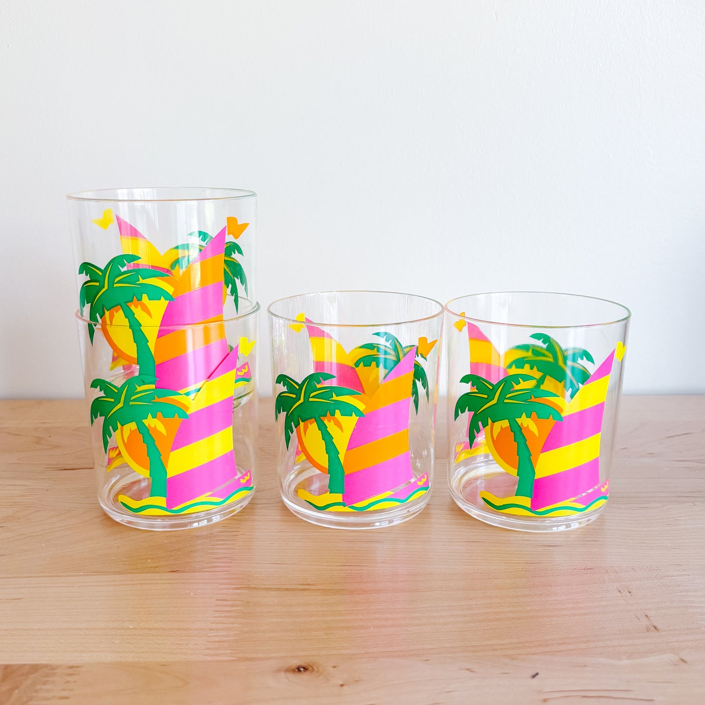 Tropical Splash Acrylic Lowball Glassware - Set of 4