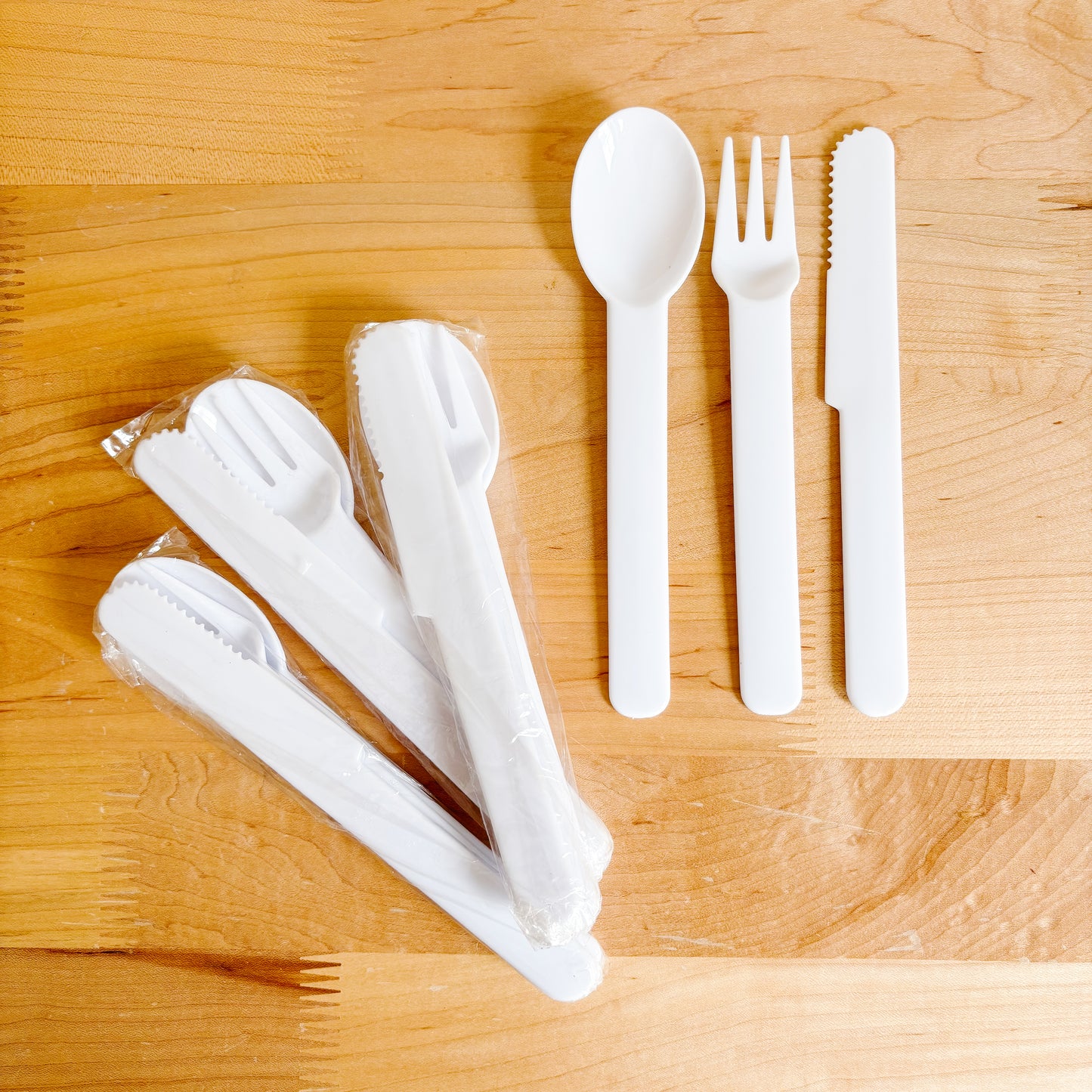 White Plastic Picnic Cutlery (4 Sets)